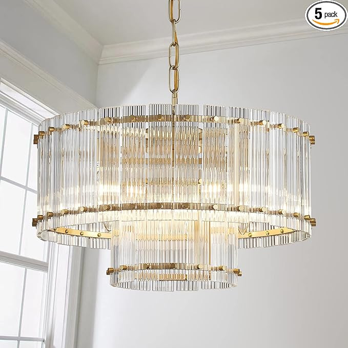 Saint Mossi 21032 Drum Chandelier Light Fixture, Doule Layer Middle Century Modern Design, with 5... | Amazon (US)