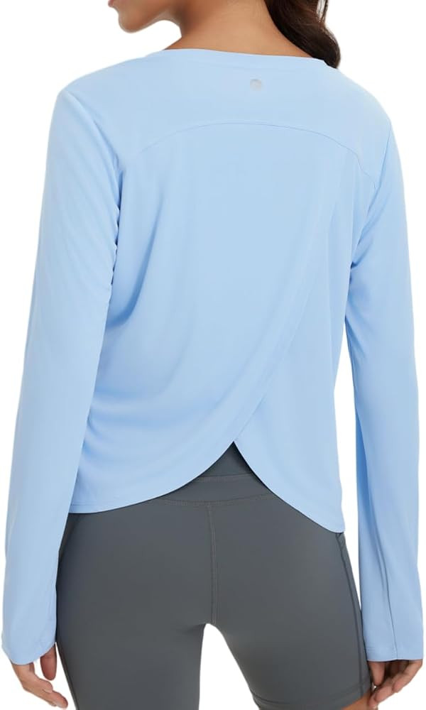 baleaf Women's Long Sleeve Workout Tops Quick Dry Shirts Split Back | Amazon (US)