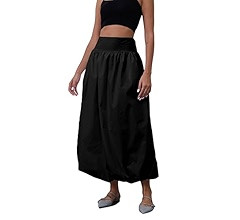 Y2K Bubble Maxi Skirts for Women A Line Long Pleated Casual Summer Skirts 2024 Elastic Waist Ball... | Amazon (US)