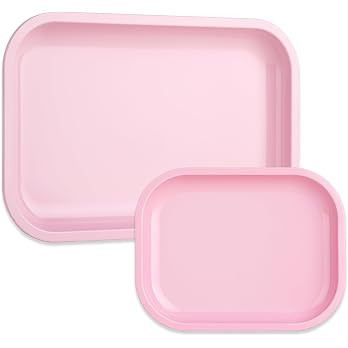 Pink Metal Tray 2 Pack 11"x7" and 7"x5.5" (Pink) | Amazon (US)