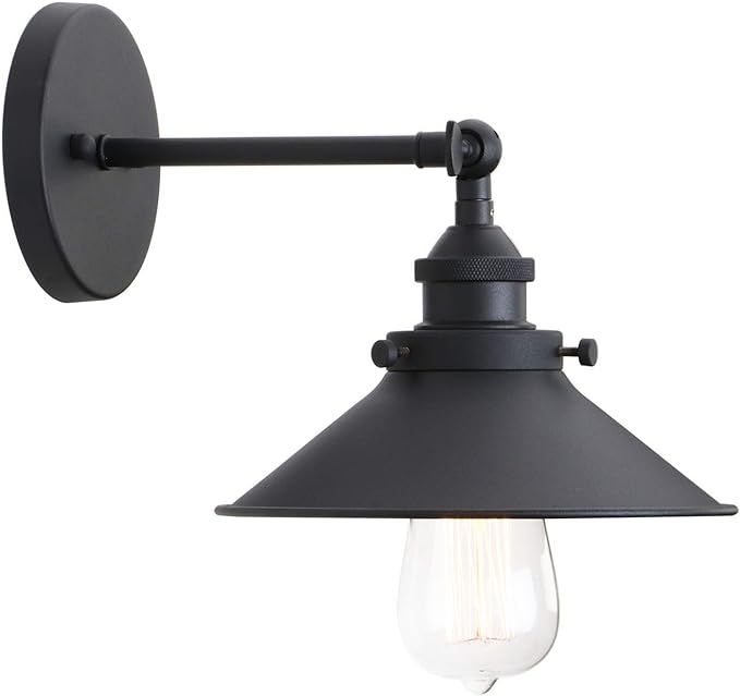 Permo Vintage Industrial Metal Wall Sconce Lighting 180 Degree Adjustable Wall Lamp (Black) | Amazon (US)