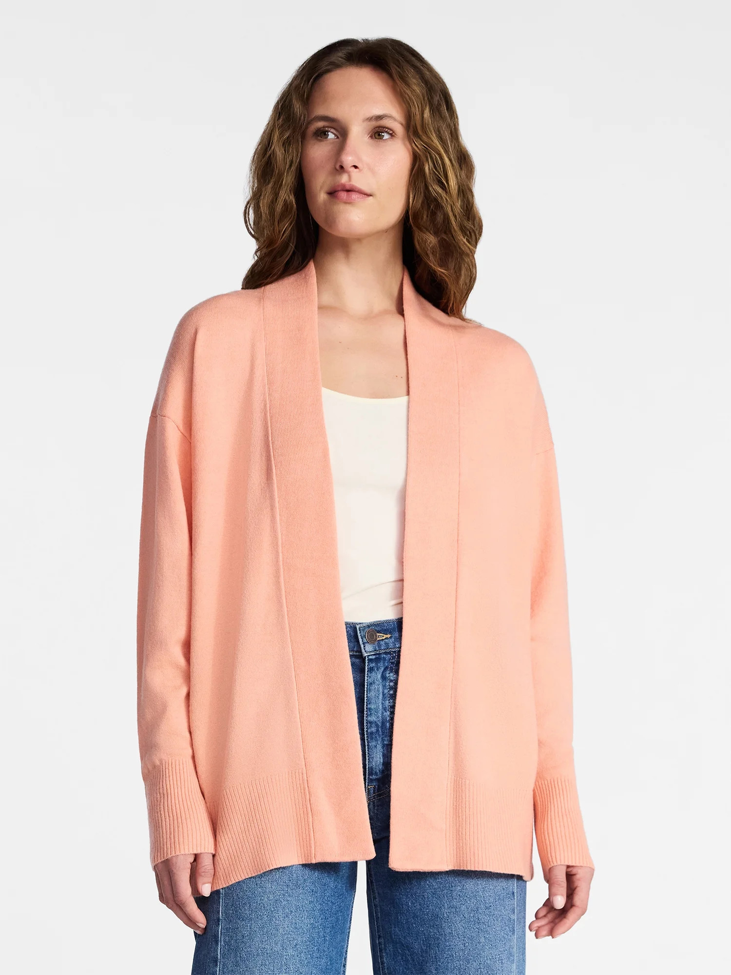 Time and Tru Women's and Women’s Plus Open Front Cardigan Sweater with Long Sleeves, Lightweigh... | Walmart (US)