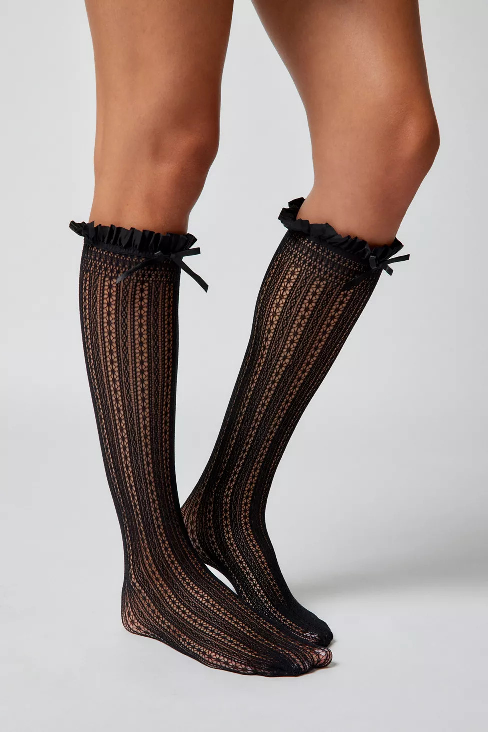 Ruffle Pointelle Knee High Sock | Urban Outfitters (US and RoW)