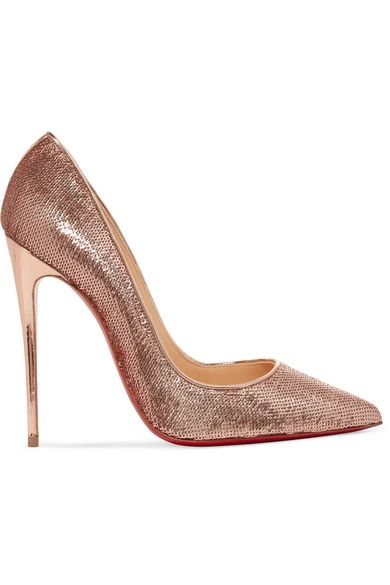 Christian Louboutin - So Kate 120 Sequined Canvas Pumps - Gold | NET-A-PORTER (US)