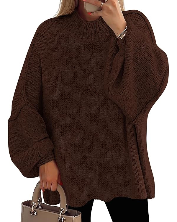 PRETTYGARDEN Women's 2025 Fall Oversized Sweaters Chunky Knit Mock Neck Long Sleeve Casual Trendy... | Amazon (US)