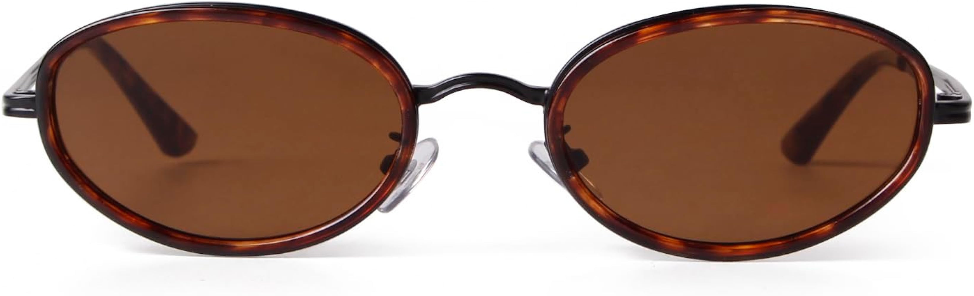 ADE WU Trendy Oval Sunglasses 90s Retro Chic Oval Shape Sunnies | Amazon (US)