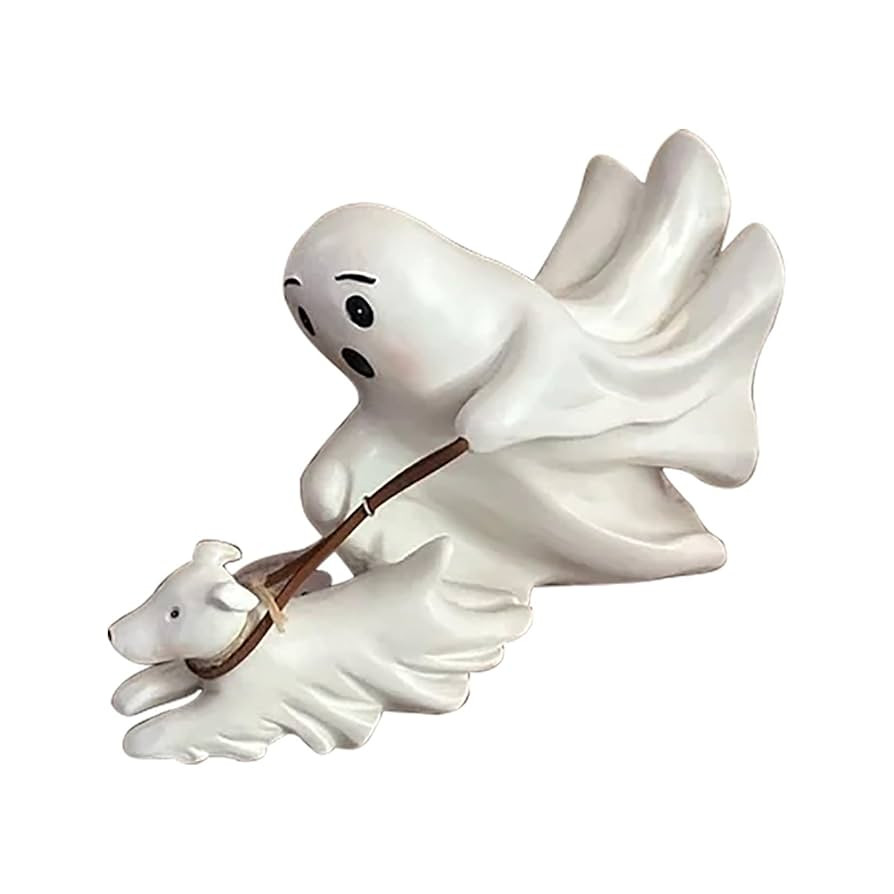 2025 Ghost Walking Dog Statue, Cute Ghost Dog Figurine, Halloween Spooky Decorations | Amazon (US)