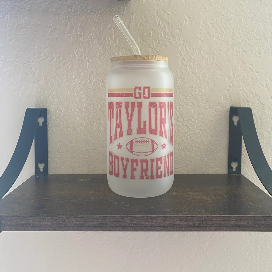 Super Bowl LVIII taylor's Version 16oz Frosted Glass Cup W/ Bamboo Lid - Etsy | Etsy (US)