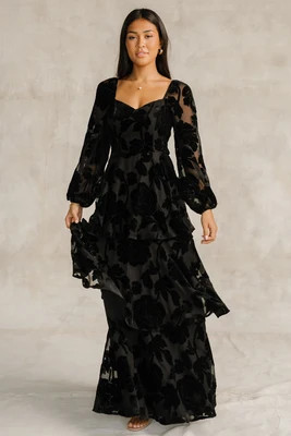 Alexandra Velvet Maxi Dress | Black | Baltic Born