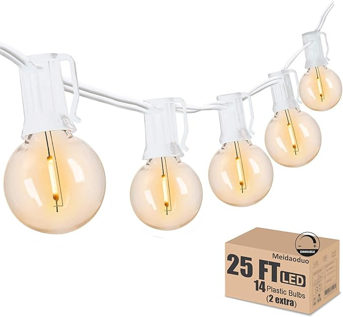 Outdoor Globe String Lights White - G40 Outdoor Lights Patio String Lights Linkable Waterproof wi... | Amazon (US)