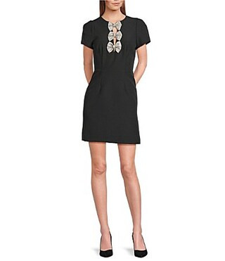 Sam Edelman Short Sleeve Bow Front Sheath Mini Dress - 10 | Dillard's