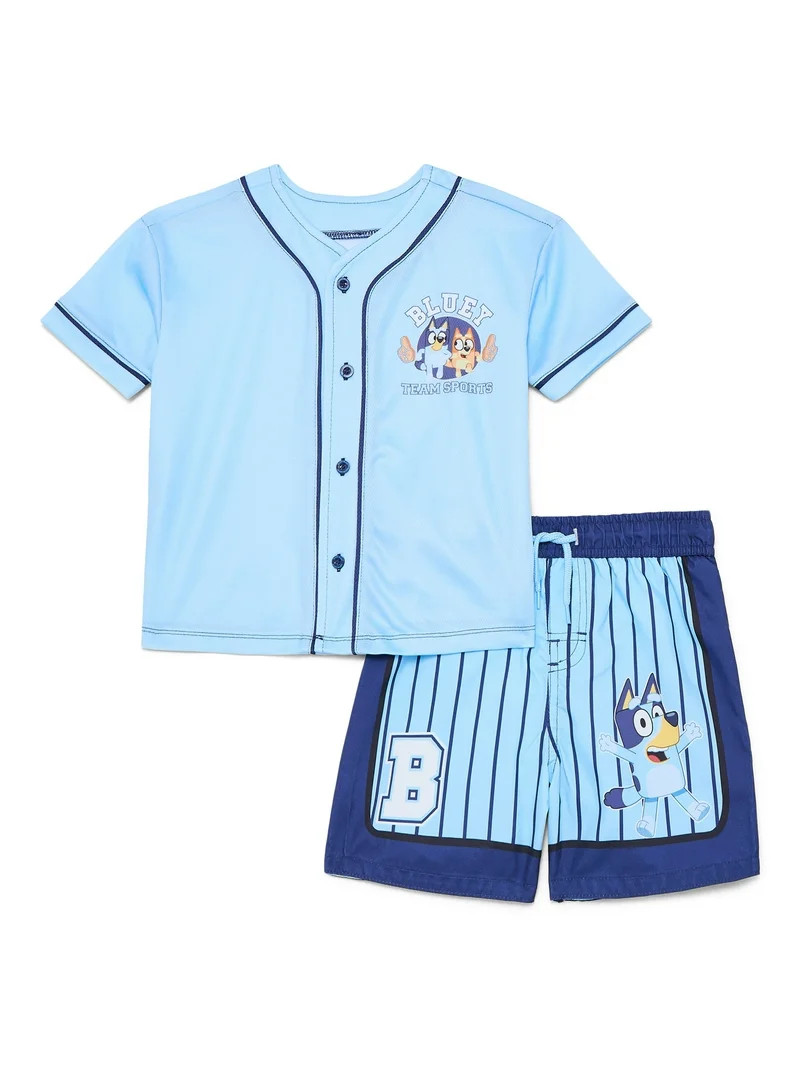 Character Toddler Boy Jersey Rash Guard and Swim Trunk Swim Set, Sizes 2T-5T | Walmart (US)