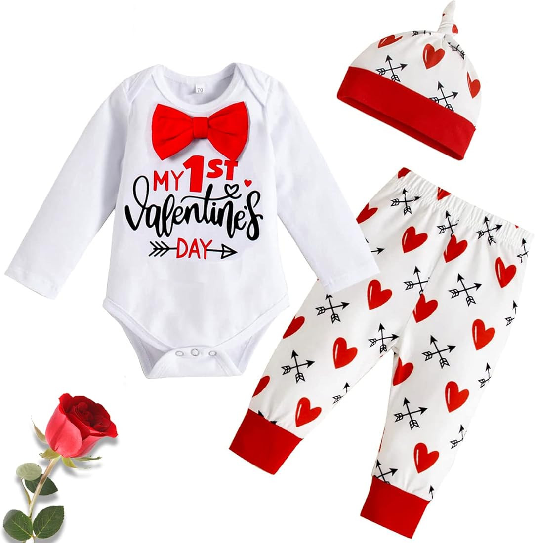 Baby Boy Valentines Day Outfit Newborn Valentines Day Outfit Boy My First Valentines Day Baby Boy... | Amazon (US)