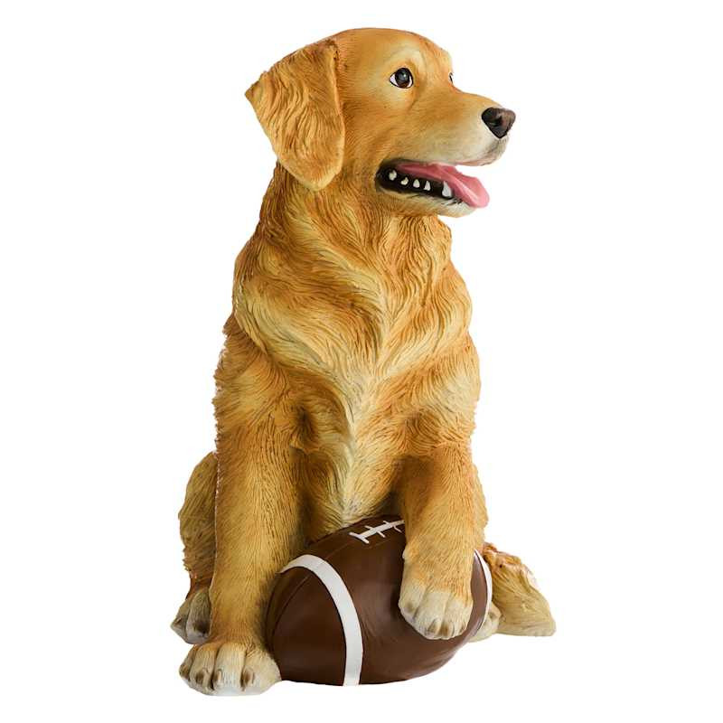Sitting Golden Retriever with Football, 14" | At Home