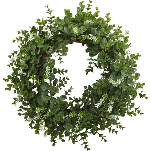 18" Faux Eucalyptus Wreath - Green | One Kings Lane
