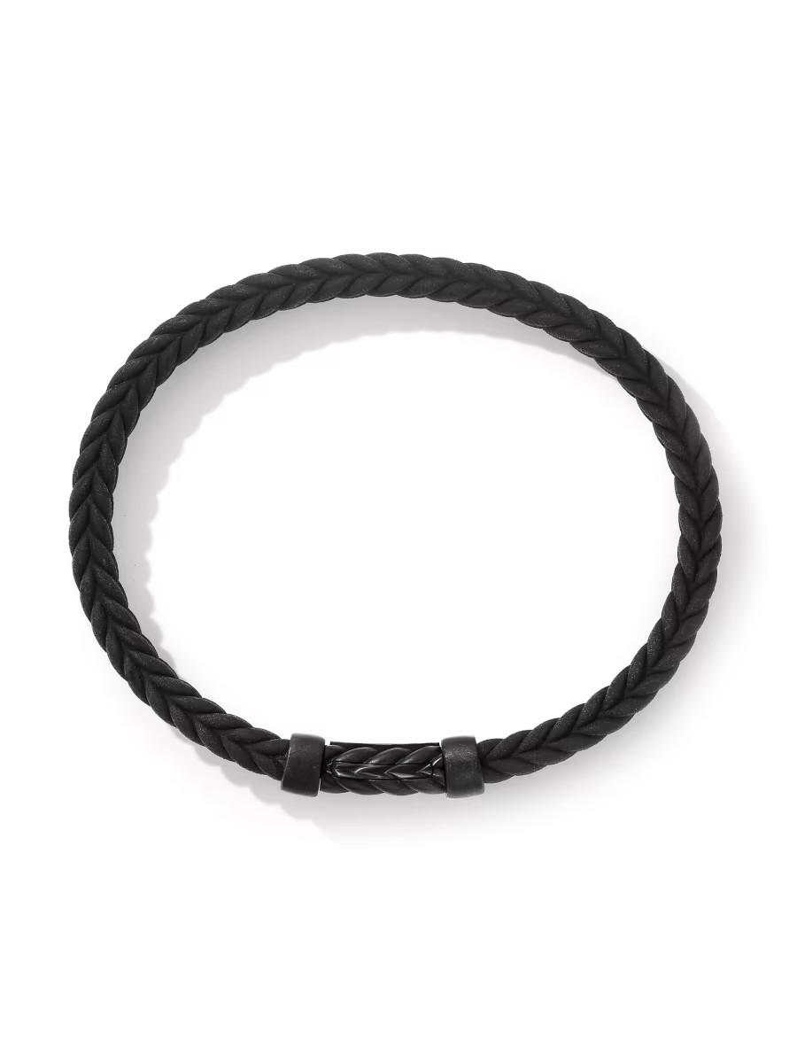 Chevron Black Rubber Bracelet with Black Titanium | Saks Fifth Avenue