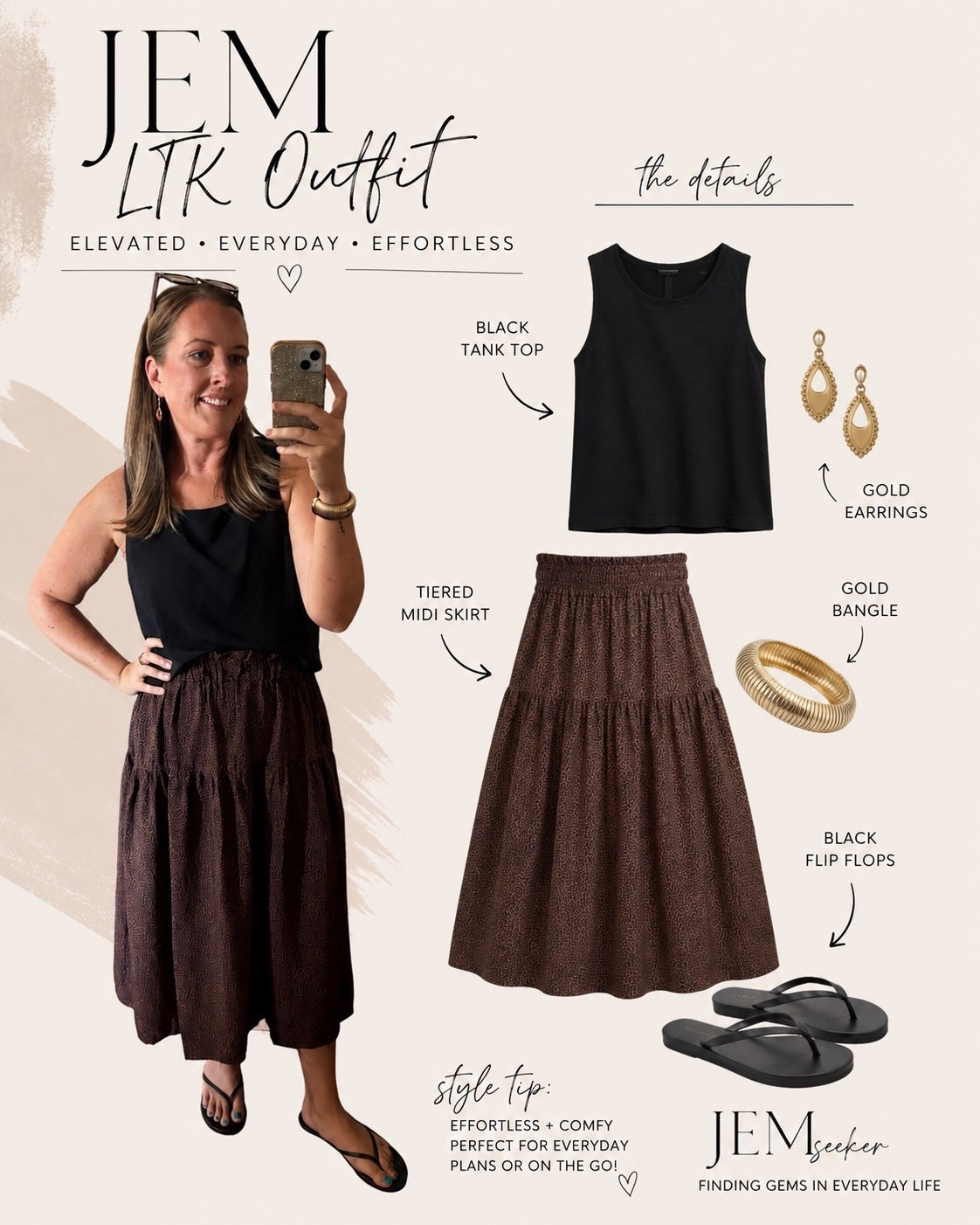 Easy, effortless, and perfect for transitioning into fall 🤎 A simple black tank + flowy midi skirt = an everyday outfit I’ll keep reaching for. ✨ #LTKStyle #JEMSeeker #FallStyle

#LTKootd