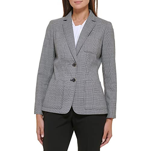 Tommy Hilfiger Women's Blazer – Business Jacket with Flattering Fit and Double-Button Closure, Black/Ivory, 10 | Amazon (US)