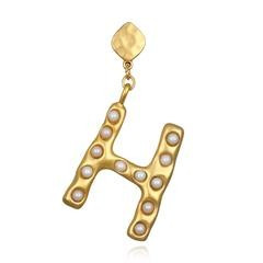 "H" Pearl Initial Single Earring | Sequin