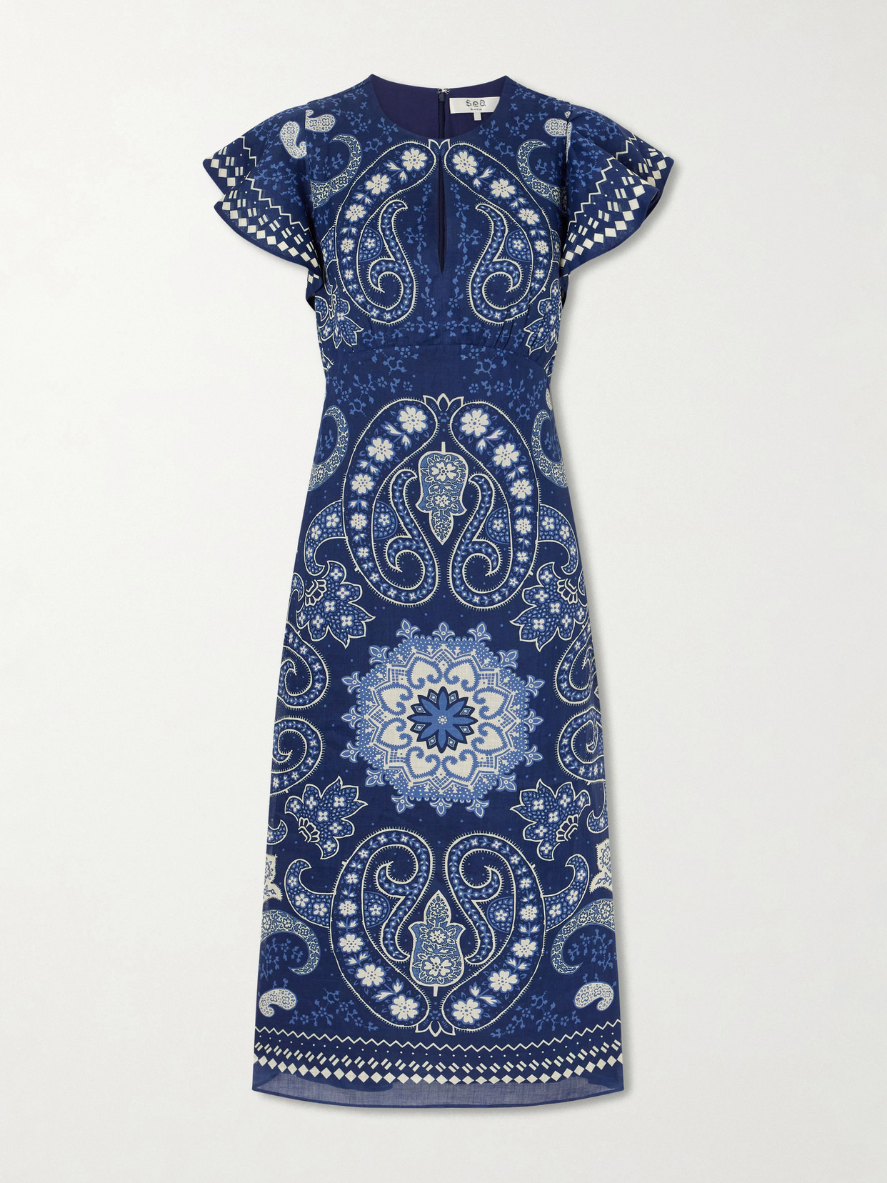 Sea - Emelina Paisley-printed Ramie Midi Dress - Blue | NET-A-PORTER (US)