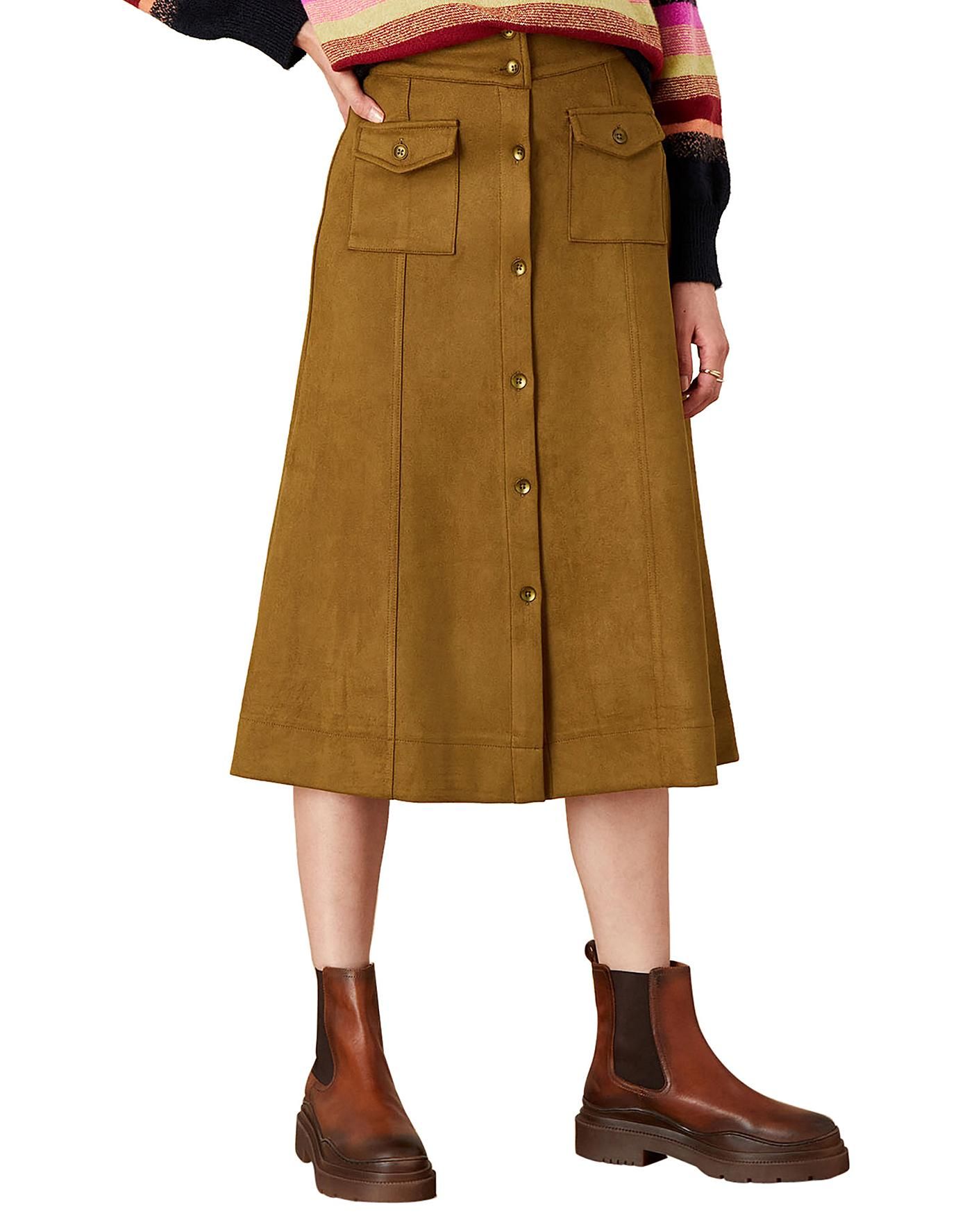Monsoon Button-Through Suedette Skirt | Simply Be (UK)
