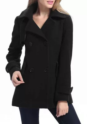 Kimi & Kai Women's Anne Wool Pea Coat, Black, Small | Belk