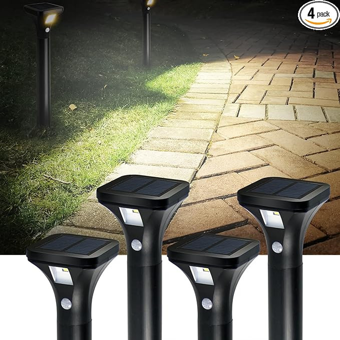 LED Solar Powered Motion Sensor Pathway Lights, Battery Powered Outdoor Waterproof Motion Detecto... | Amazon (US)