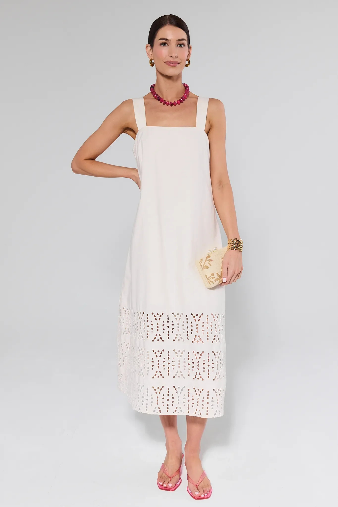 Melody White Eyelet Midi Dress | Avara