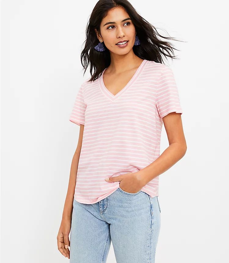 Striped Everyday V-Neck Tee | LOFT | LOFT