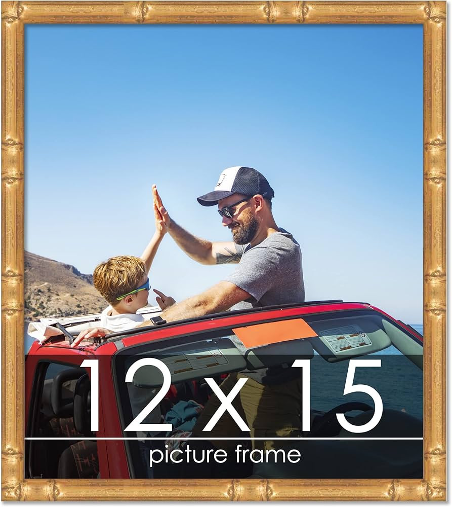 Poster Palooza 12x15 Bamboo Gold Wood Picture Frame - UV Acrylic, Foam Board Backing, & Hanging H... | Amazon (US)