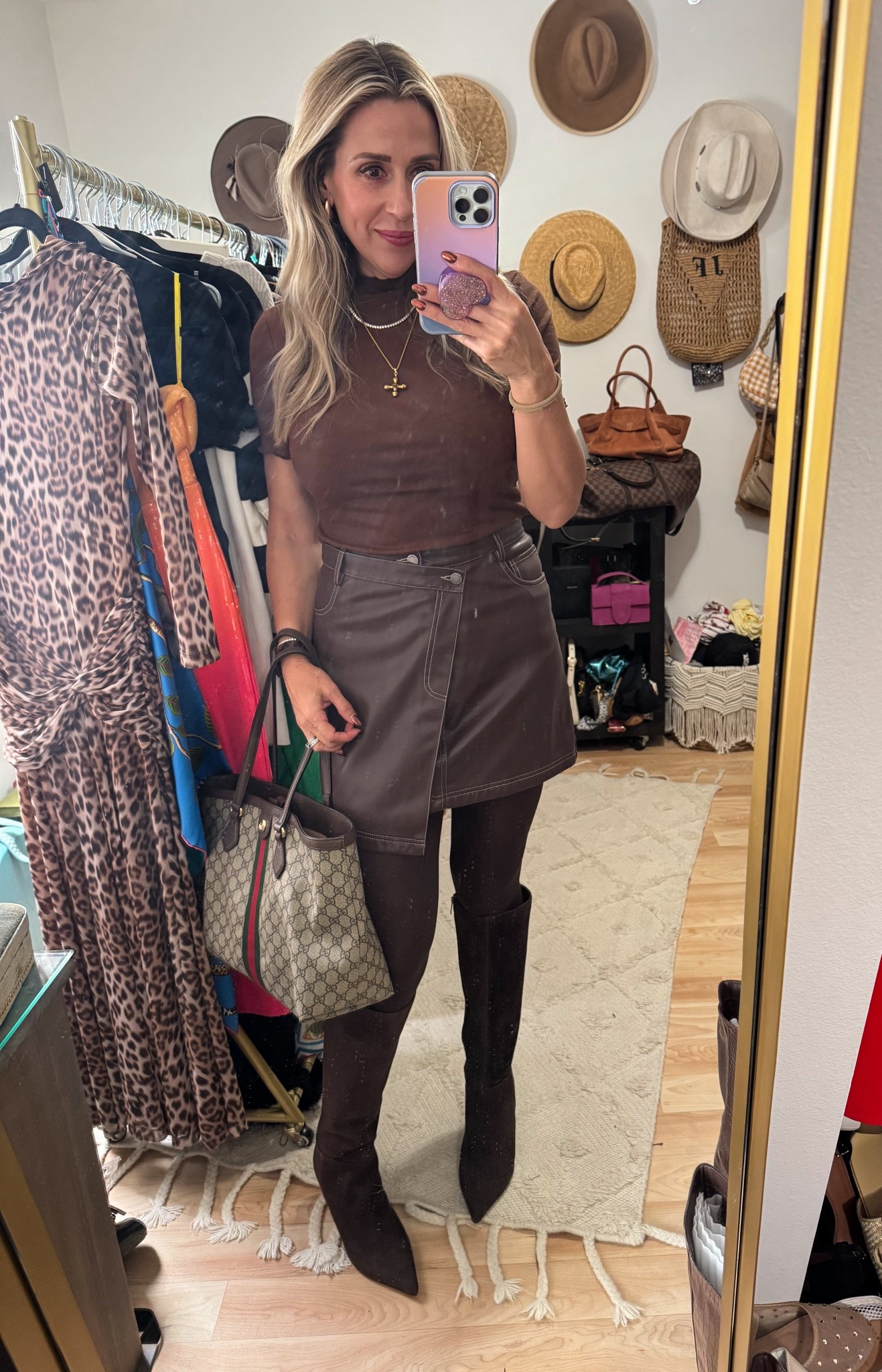 Monochromatic brown outfit for Thanksgiving 🦃🍽🤎 The skirt is old but you can rent it from Fashipnpass and I linked similar skirts. Linked my boots, Amazon tights and mock neck tops ! 

#LTKHoliday #LTKootd #LTKSeasonal