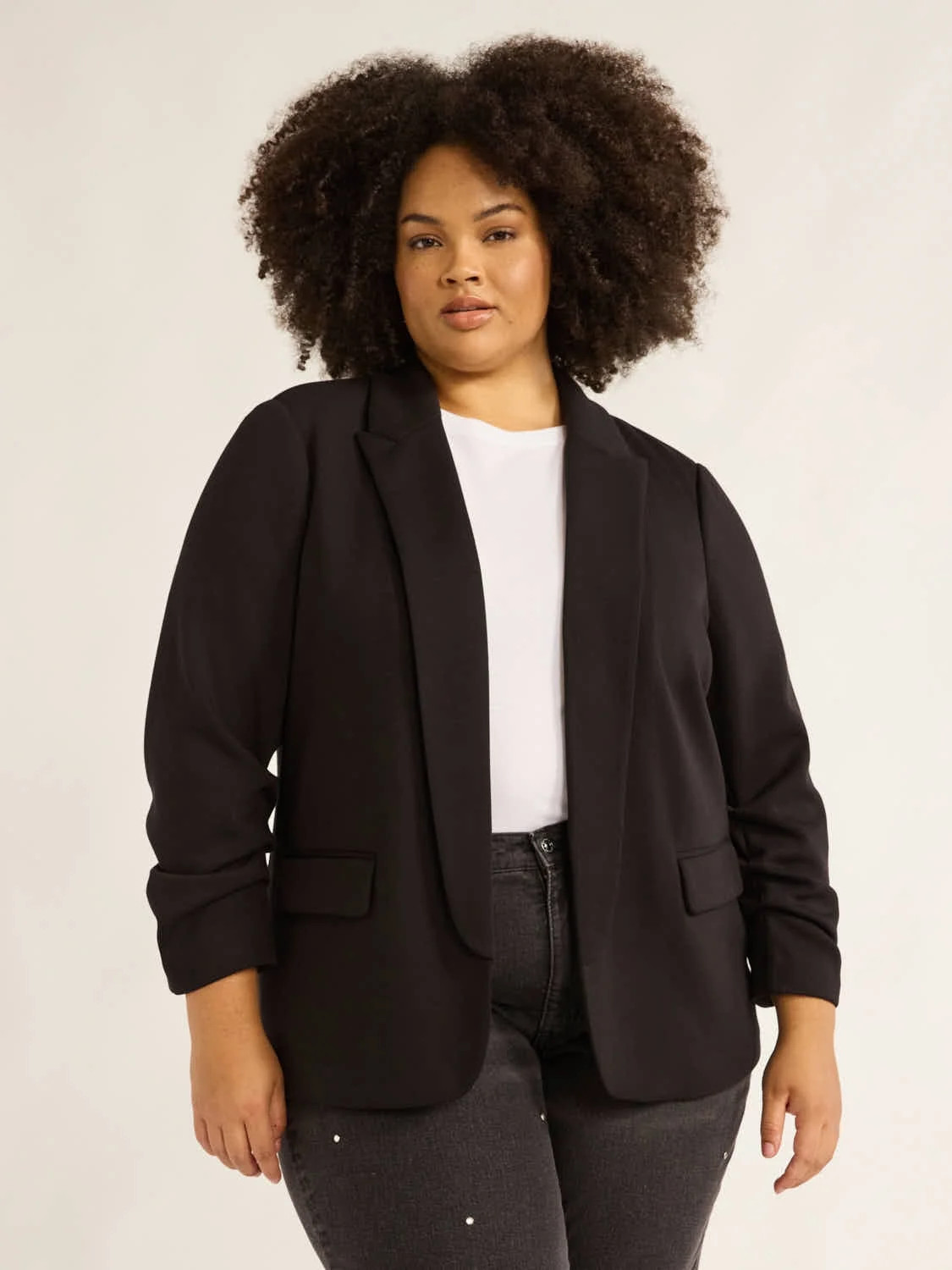 Scoop Women's and Women's Plus  Relaxed Scuba Knit Stretch Blazer with Scrunch Sleeves, Sizes XS-... | Walmart (US)