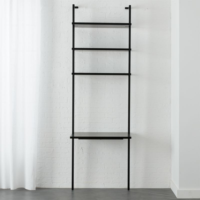 Stairway Modern Black Wall Mount Desk with Shelves 96'' + Reviews | CB2 | CB2