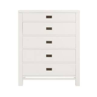Home Decorators Collection Calden Bright White 5-Drawer Chest of Drawers (49 in. H x 40 in. W x 2... | The Home Depot