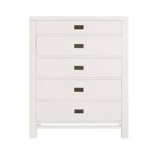 Home Decorators Collection Calden Bright White 5-Drawer Chest of Drawers (49 in. H x 40 in. W x 2... | The Home Depot