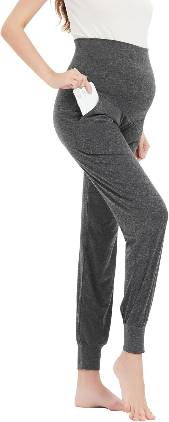 Women's Maternity Joggers Pants Pregnancy Clothes Over The Belly Pregnancy Pant with Pockets | Amazon (US)