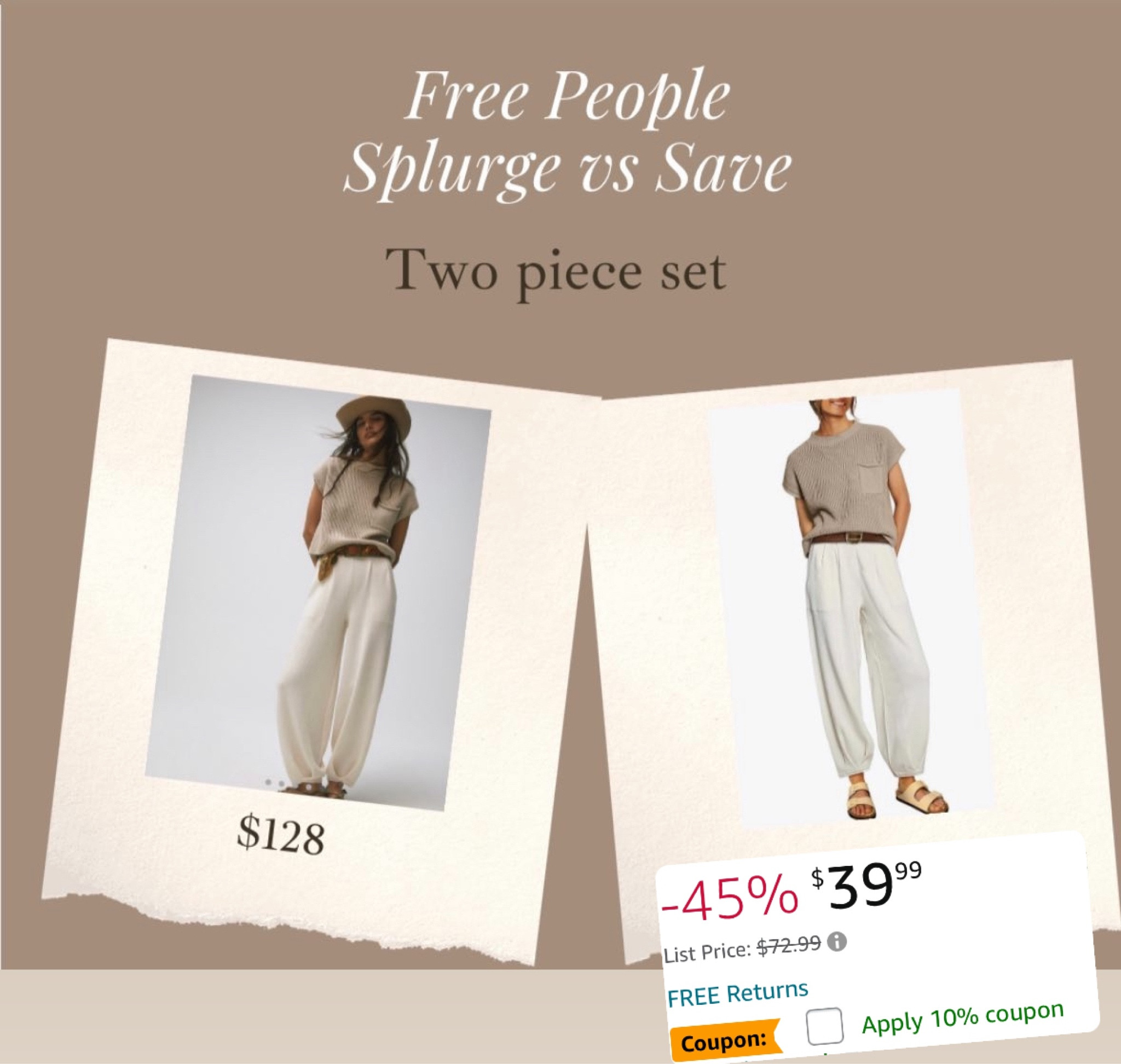 Lowest price for the group favorite free people inspired two price set! Extra 10% off right now - $36!!!!