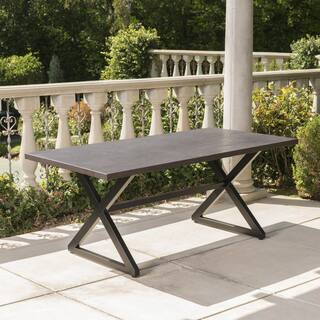 Noble House Rolando Brown Metal Outdoor Patio Dining Table 17740 - The Home Depot | The Home Depot