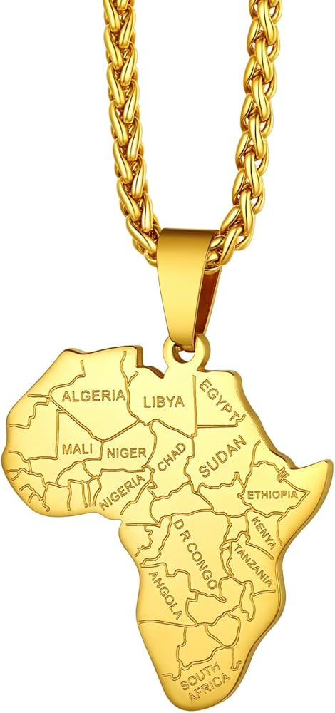 Richsteel African Map Necklace for Men Women Stainless Steel | Amazon (US)