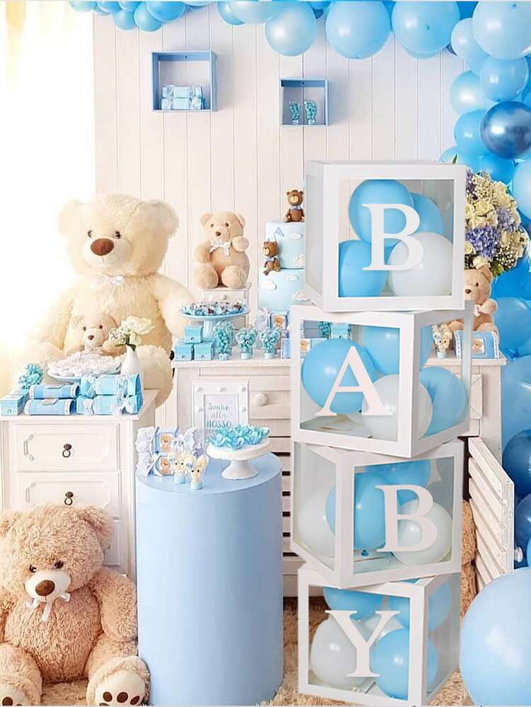 4pcs Balloon Box & 4pcs Letter Shaped Balloon | SHEIN