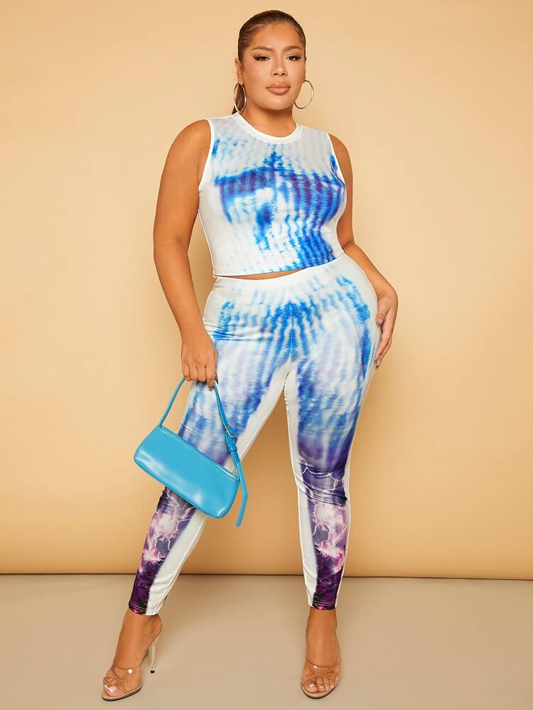 SHEIN SXY Plus Body Heat Map Print Tank Top & Leggings | SHEIN
