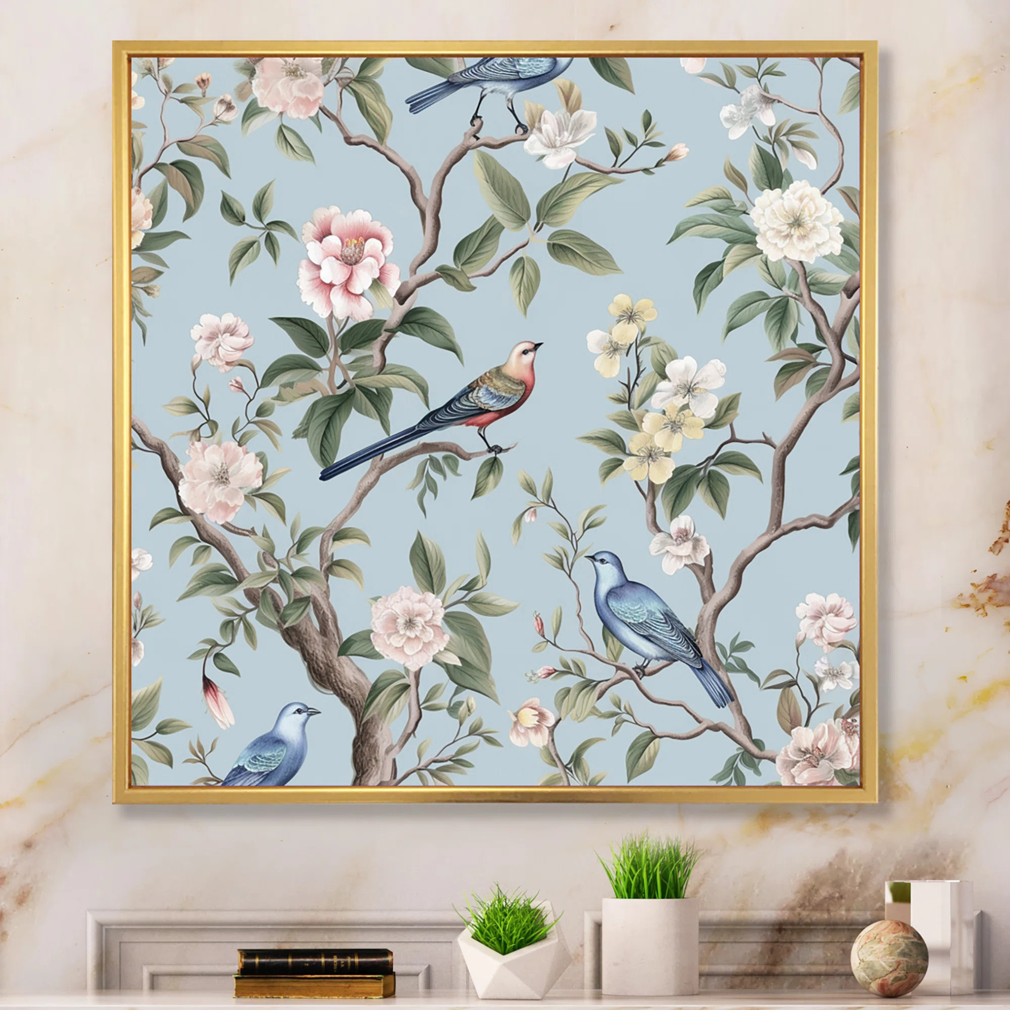 Amritha " Chinoiserie With Birds And Peonies XIV " | Wayfair North America