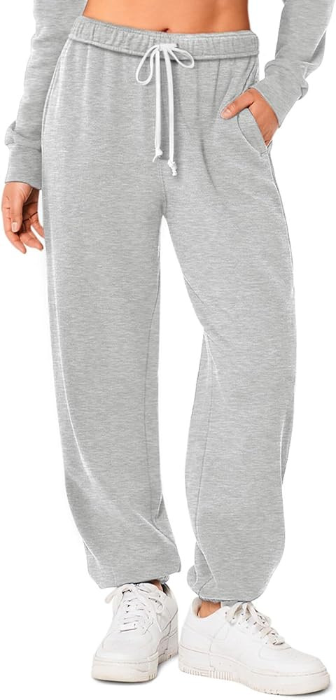 HeSaYep Women's Sweatpants Baggy Interior Drawstring High Waist Sweat Pants Cinch Bottom Jogger P... | Amazon (US)