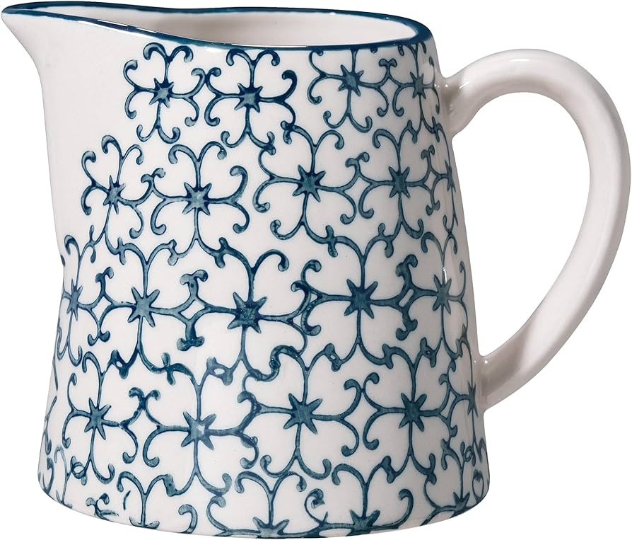 Nordring Creamer Kristina with Handle for Milk, Sauce 9 Oz Jug, blue, Stoneware, Handmade stamp d... | Amazon (US)
