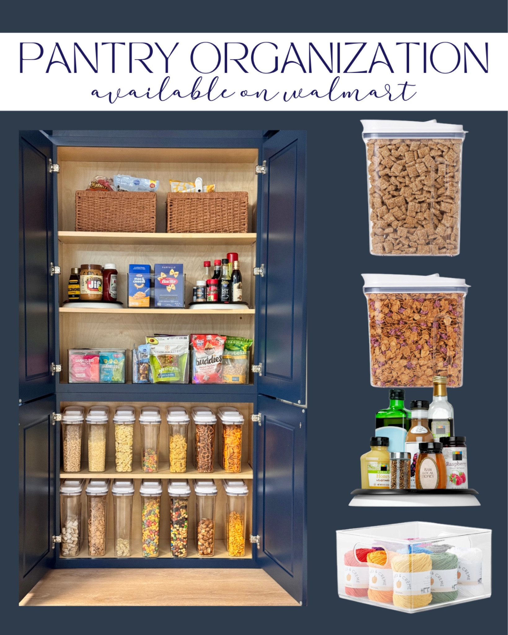 PANTRY CABINET ORGANIZATION 🖤
I got my favorite organizing must-haves from @walmart for our basement pantry to maximize storage on every shelf! 
#walmartpartner #walmartmusthaves 