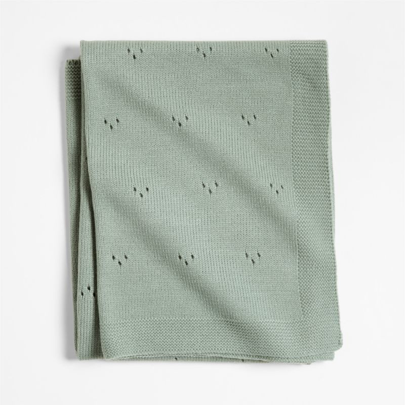 Pointelle Knit Verte Green Baby Stroller Blanket + Reviews | Crate & Kids | Crate & Barrel