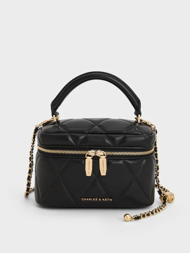 Black Arwen Quilted Top Handle Vanity Bag | CHARLES & KEITH | Charles & Keith US
