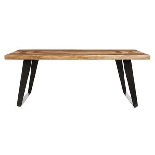 Home Decorators Collection Cosbyrne 48 in. Natural Large Rectangle Wood Coffee Table with Metal B... | The Home Depot