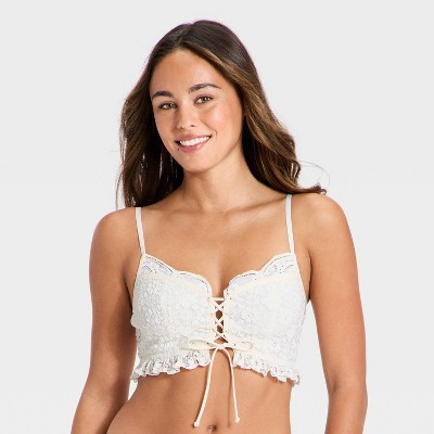 Women's Broderie Lace Corset - Wild Fable™ White M | Target