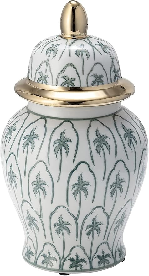 Decorative Ginger Jar for Home Decor – Ceramic Temple Jar With Lid, Elegant Tabletop Accent for... | Amazon (US)